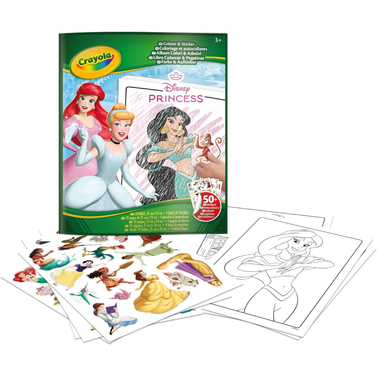 album da colorare con sticker - principesse disney
