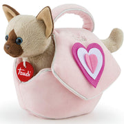 gattino con borsetta rosa con cuori - peluche 20cm