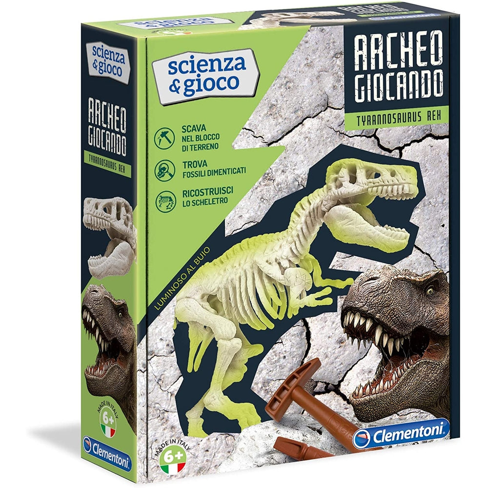 scienza e gioco - archeogiocando t-rex luminoso al buio