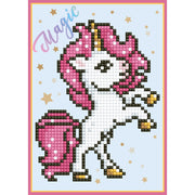 biglietto d'auguri - diamond dotz unicorno criniera rosa su due zampe
