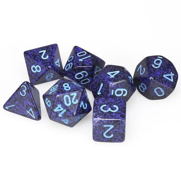 speckled cobalt blu notte/azzurro - set di 7 dadi poliedrici