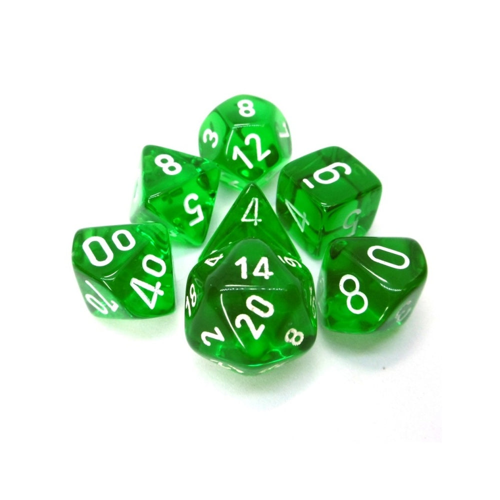 translucent verde/bianco - set di 7 dadi poliedrici