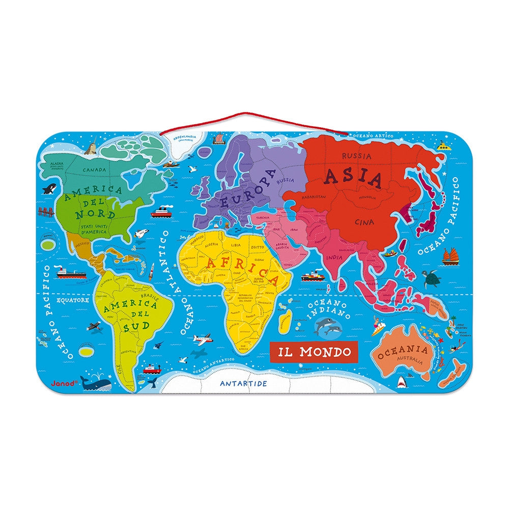 puzzle magnetico del mondo 92 pezzi in legno