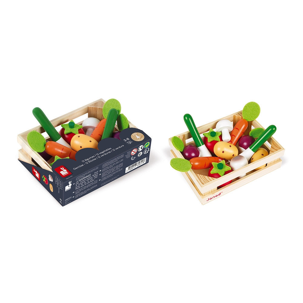 cassetta con 12 verdure in legno