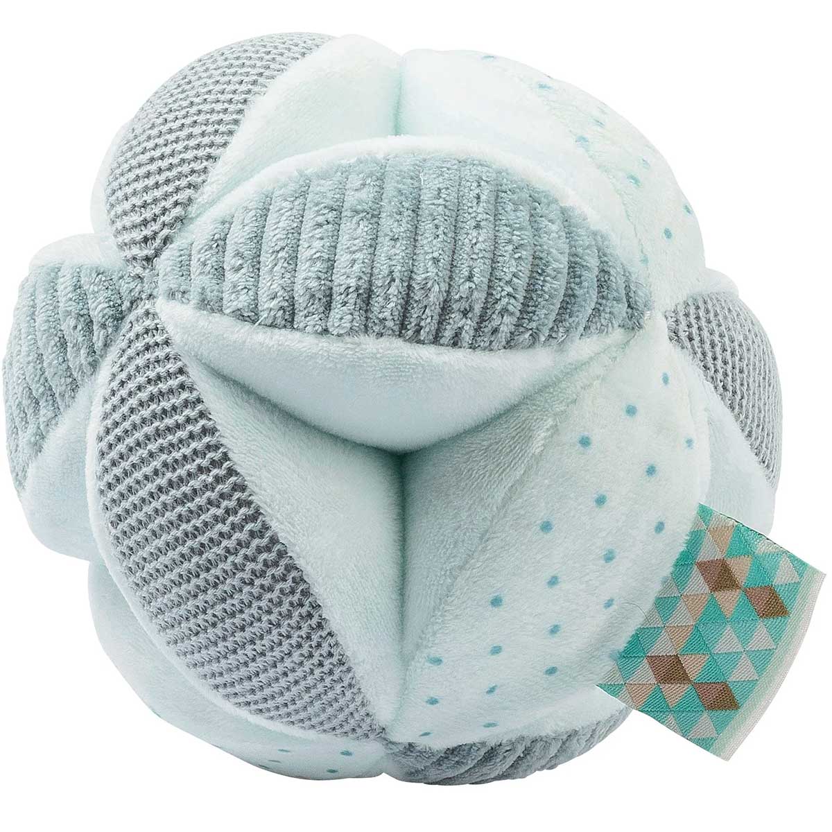 palla attività con sonaglio lapidou in peluche verde menta - 15cm