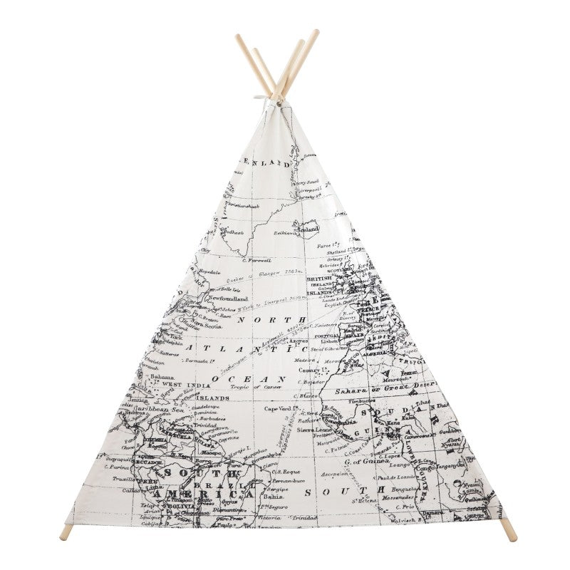 teepee tent world map - tenda mappa del mondo - bianco e nero