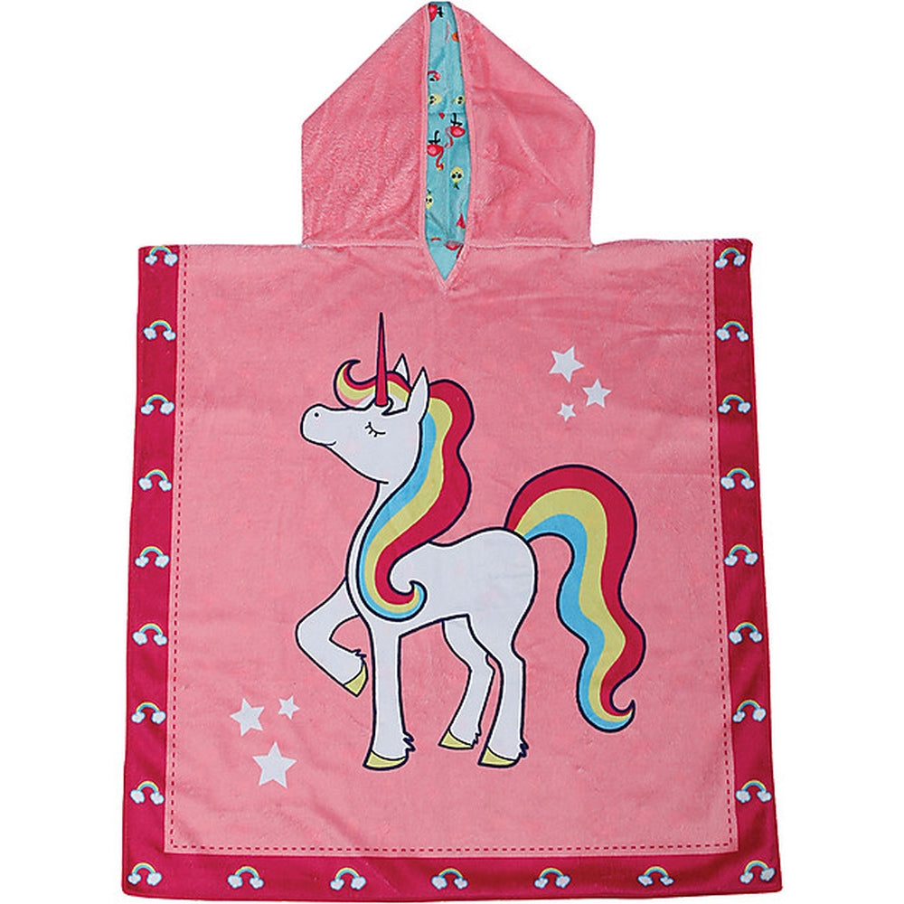 accappatoio poncho reversibile unicorno - tropicale