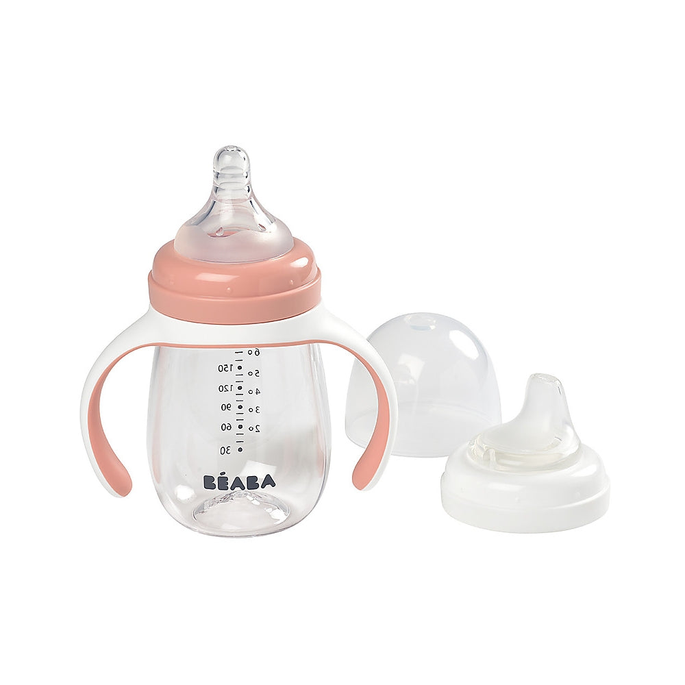 biberon da apprendimento 2in1 - 210 ml - rosa - incoraggia il tuo bambino all'indipendenza