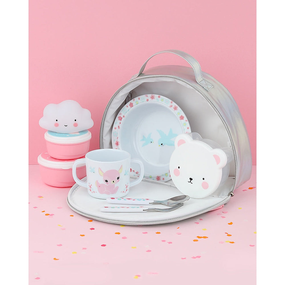 borsa pranzo termica, arcobaleno glitter - grigio
