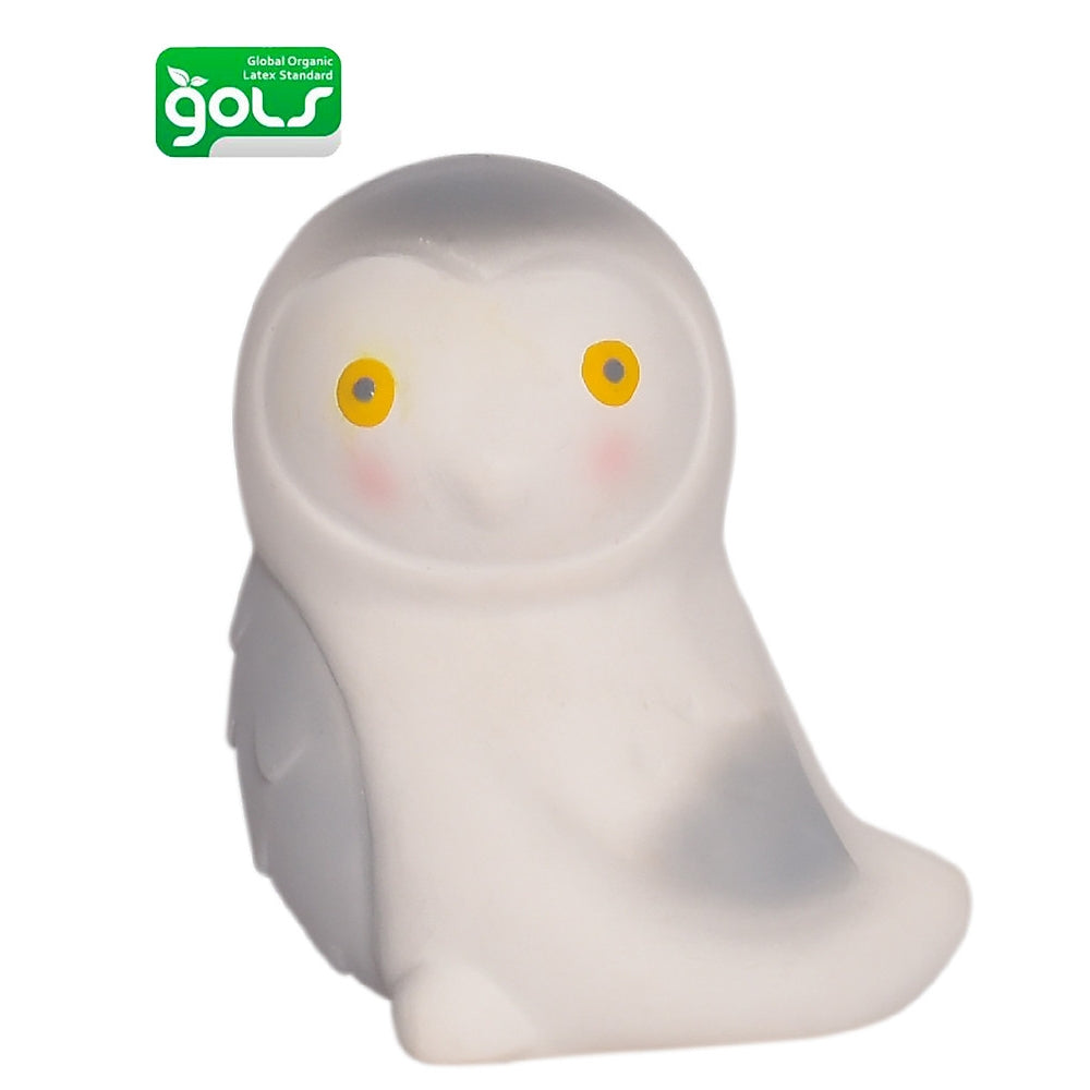 3-in-1 sonaglio gufo delle nevi, massaggiagengive, gioco da bagno, my first arctic animals - 100% caucciù naturale