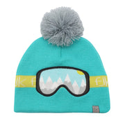 cappello invernale lavorato a maglia - occhiali da sci turchese tg m-l 2-6 anni