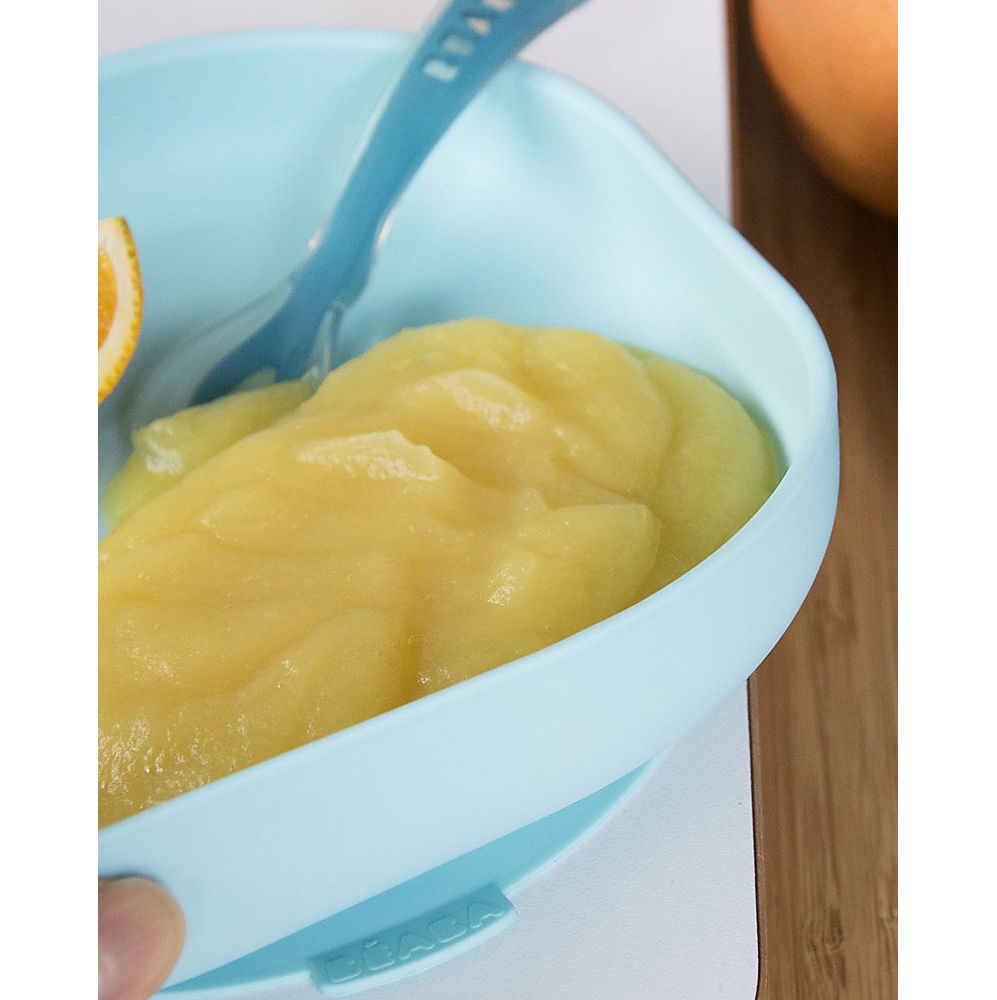 piatto con ventosa - silicone - blu