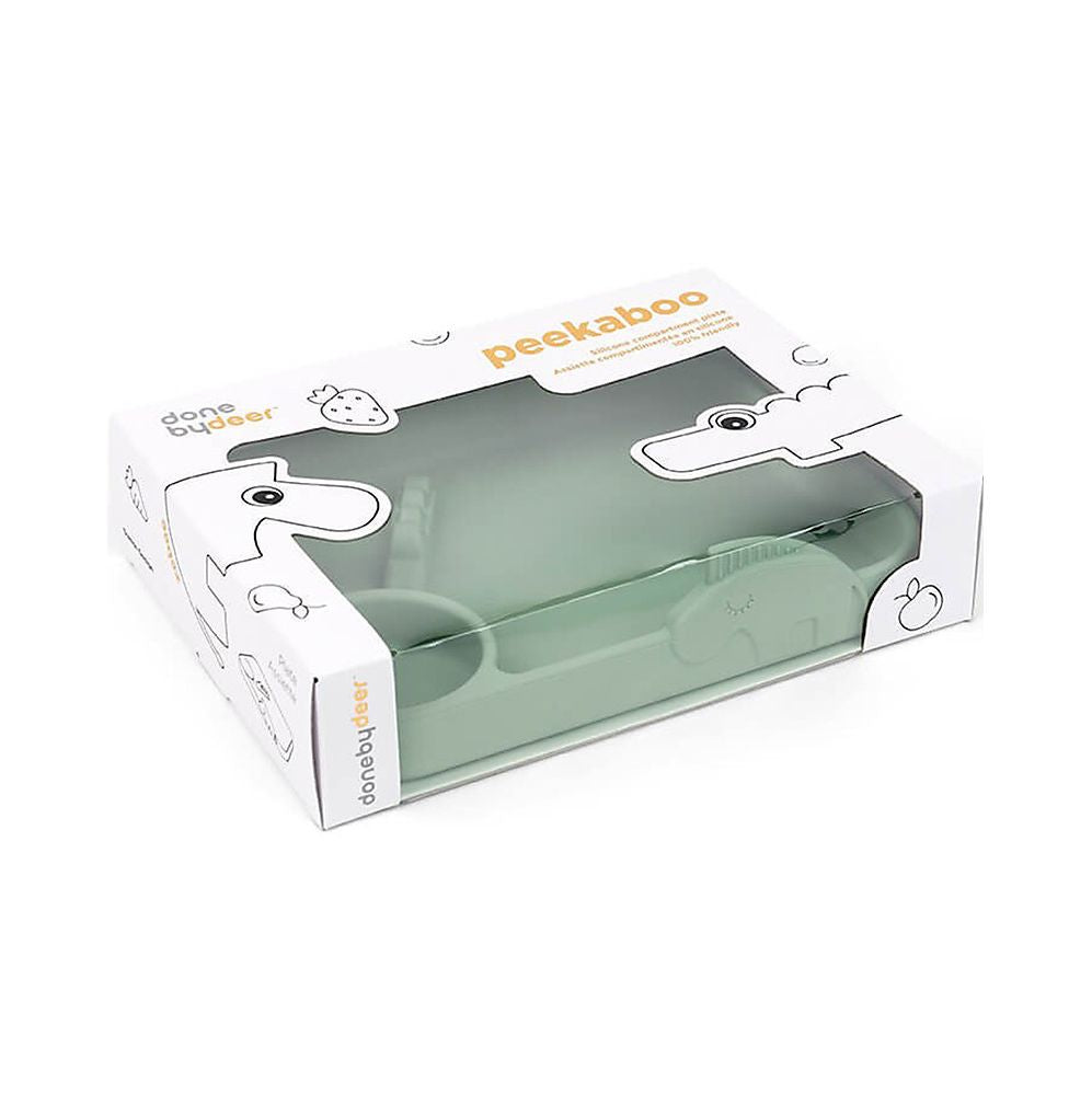 piatto a scomparti peekaboo - croco e zeebe - verde - 100% silicone alimentare