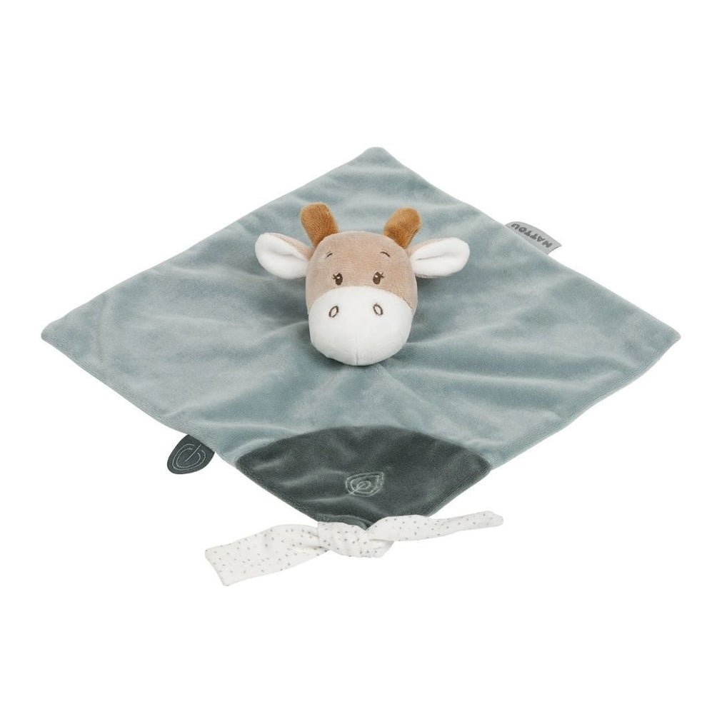 doudou luna la giraffa azzurro e color terra