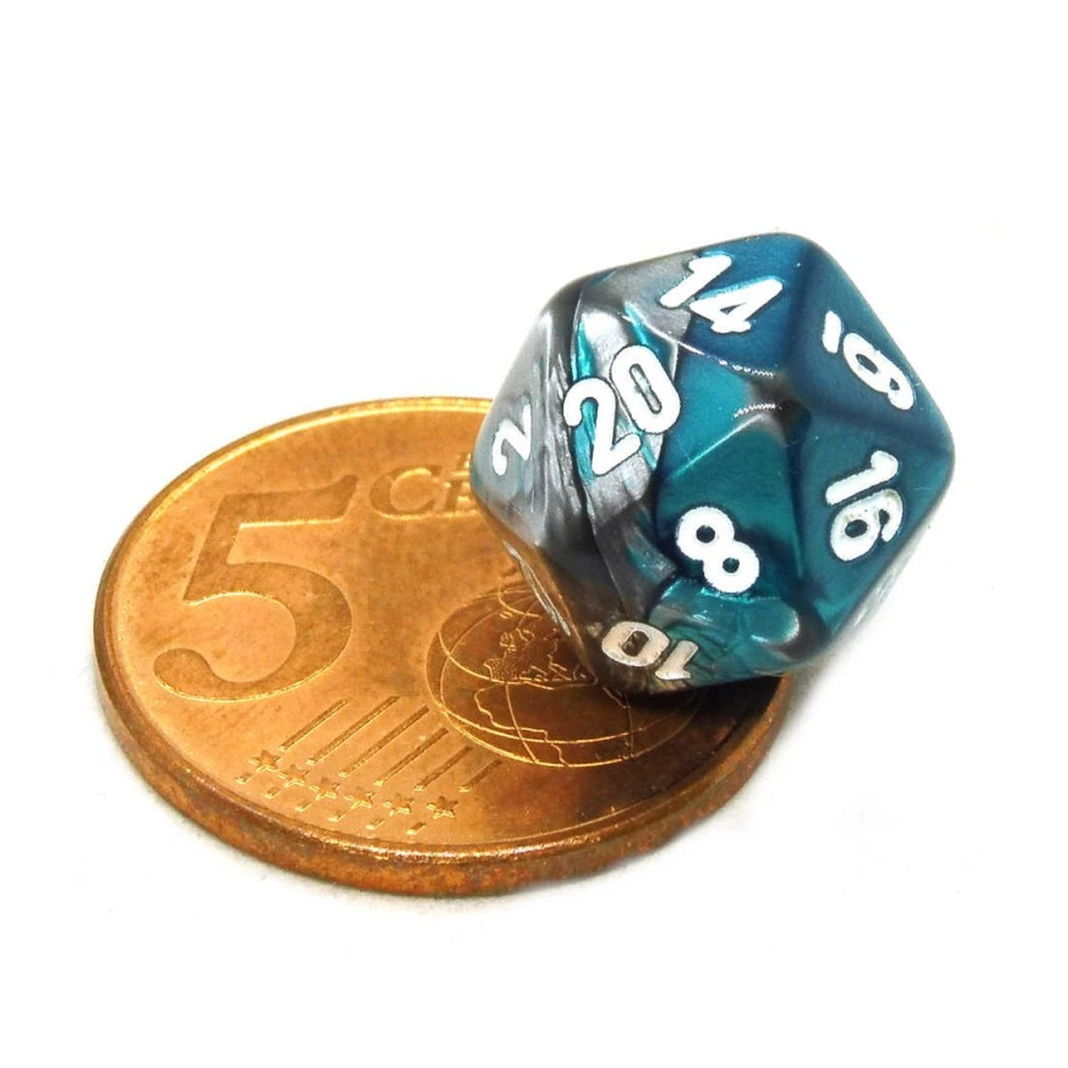 mini gemini steel-teal/white- set di 7 dadi poliedrici