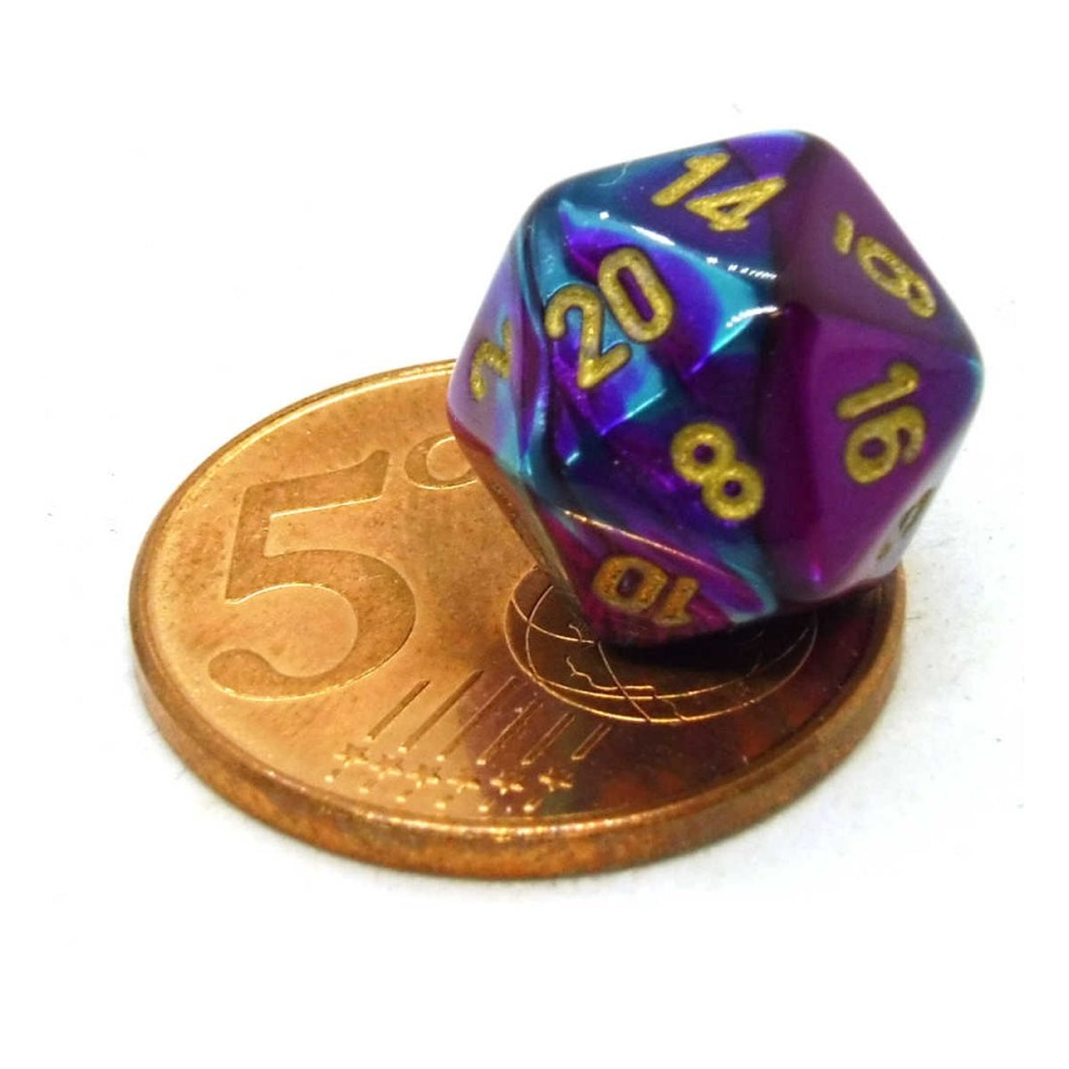 mini gemini purple-teal/gold- set di 7 dadi poliedrici