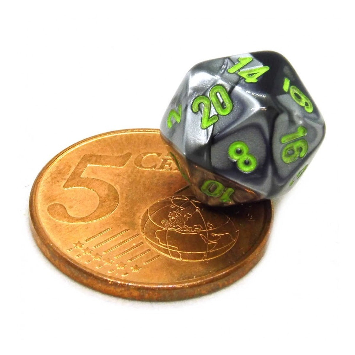 mini gemini black-grey/green- set di 7 dadi poliedrici