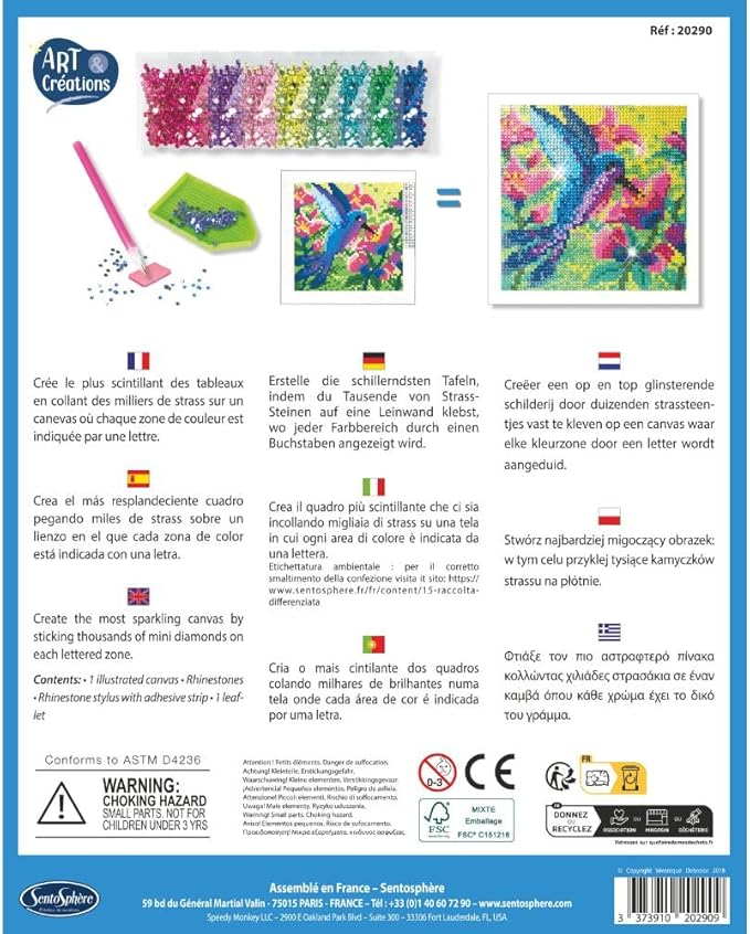 art & creations - canevas à diamanter - colibrì