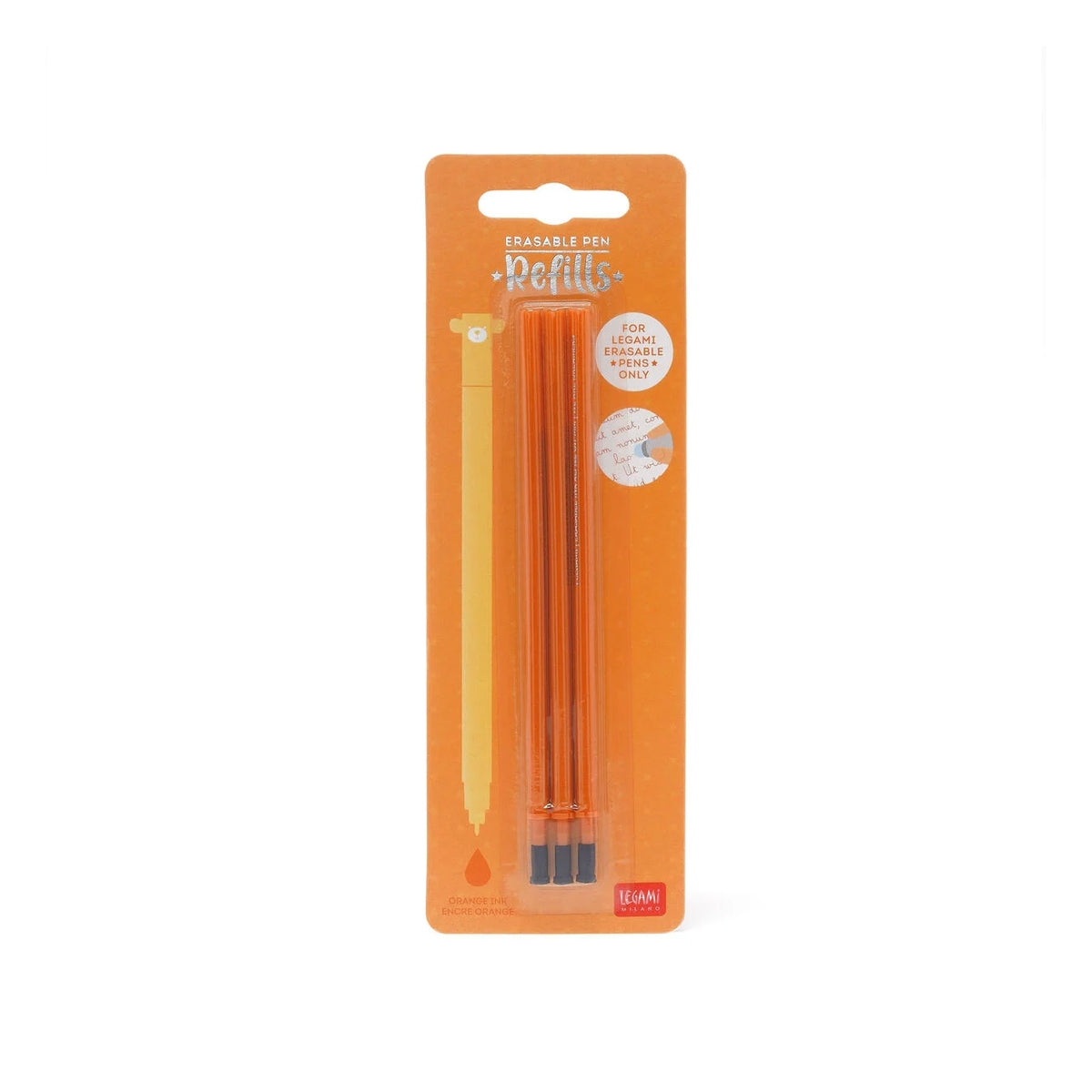 set di 3 ricariche per penne gel cancellabili - colore arancione