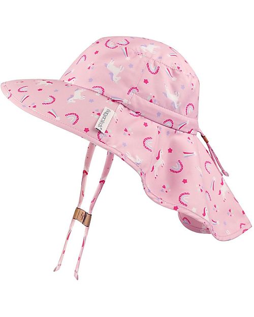 cappello estivo con paracollo - anti-uv spf50+ - unicorn tg. s (6-24 mesi)