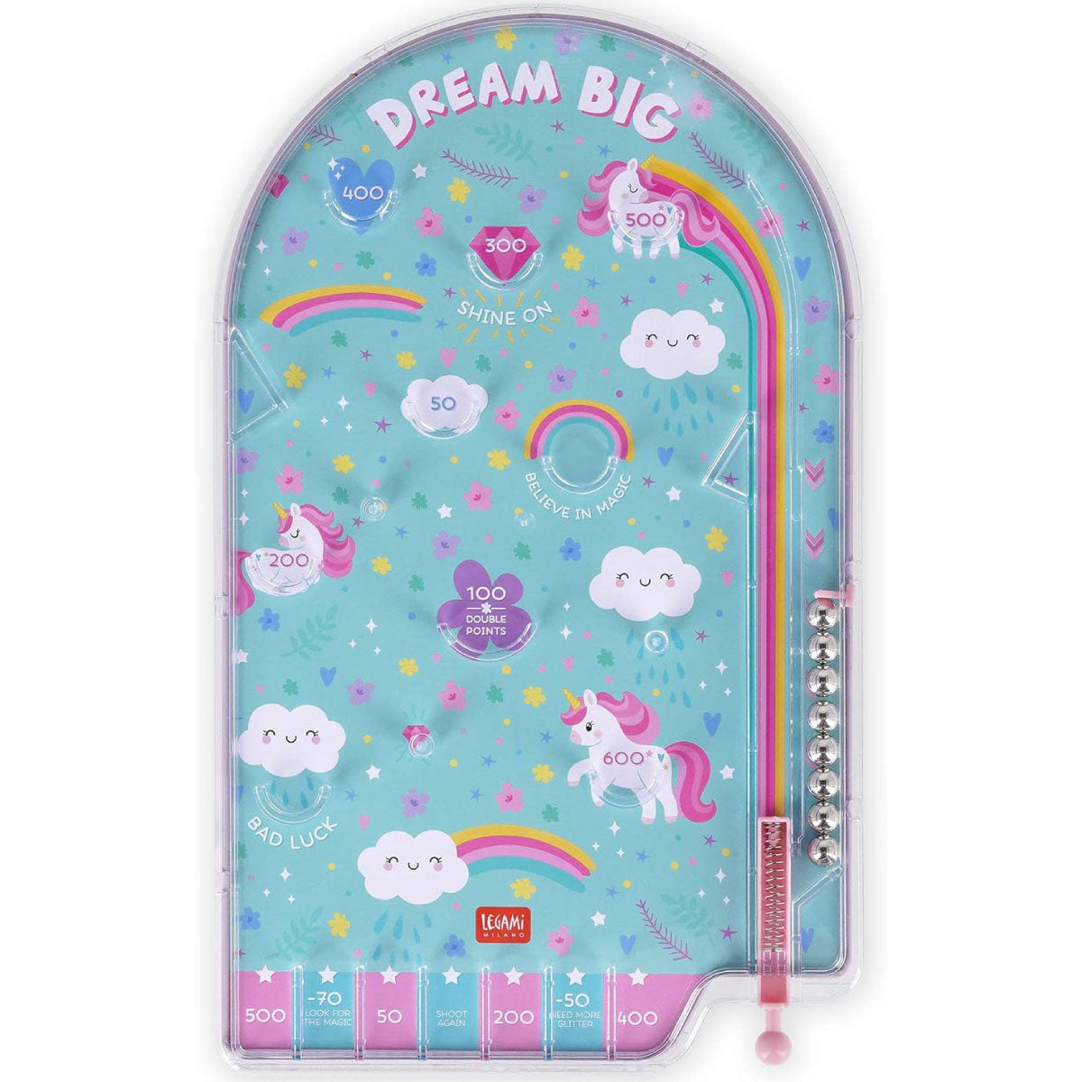 mini pinball - flipper portatile - unicorno