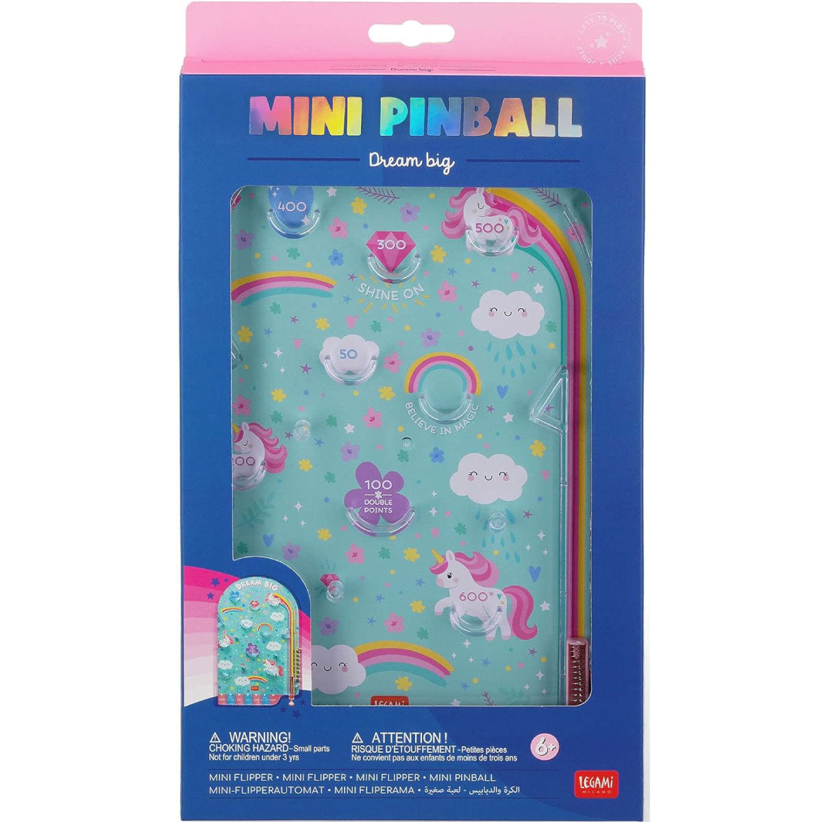 mini pinball - flipper portatile - unicorno