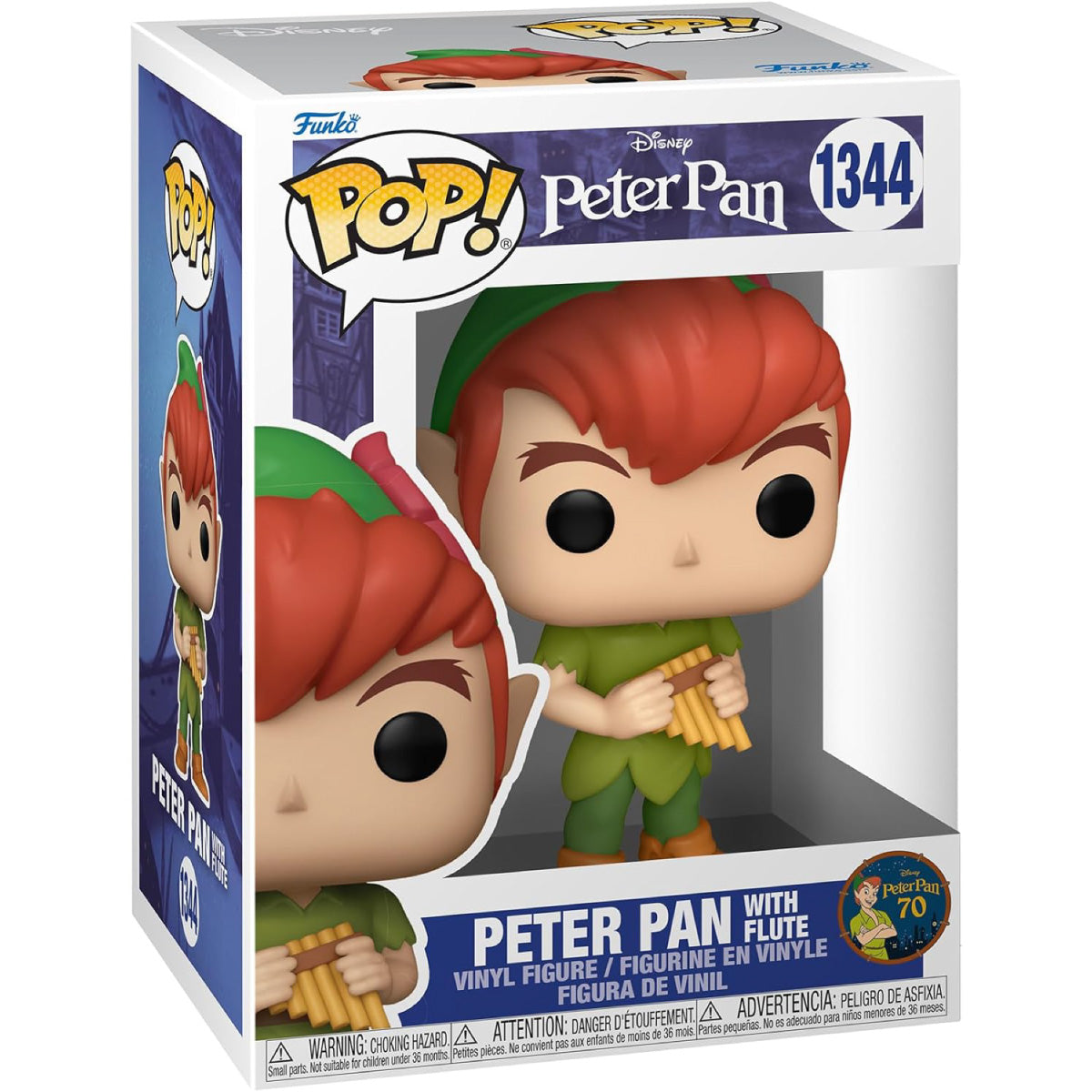 peter pan 70th anniversary - peter pan with flute 9cm - funko pop! 1344