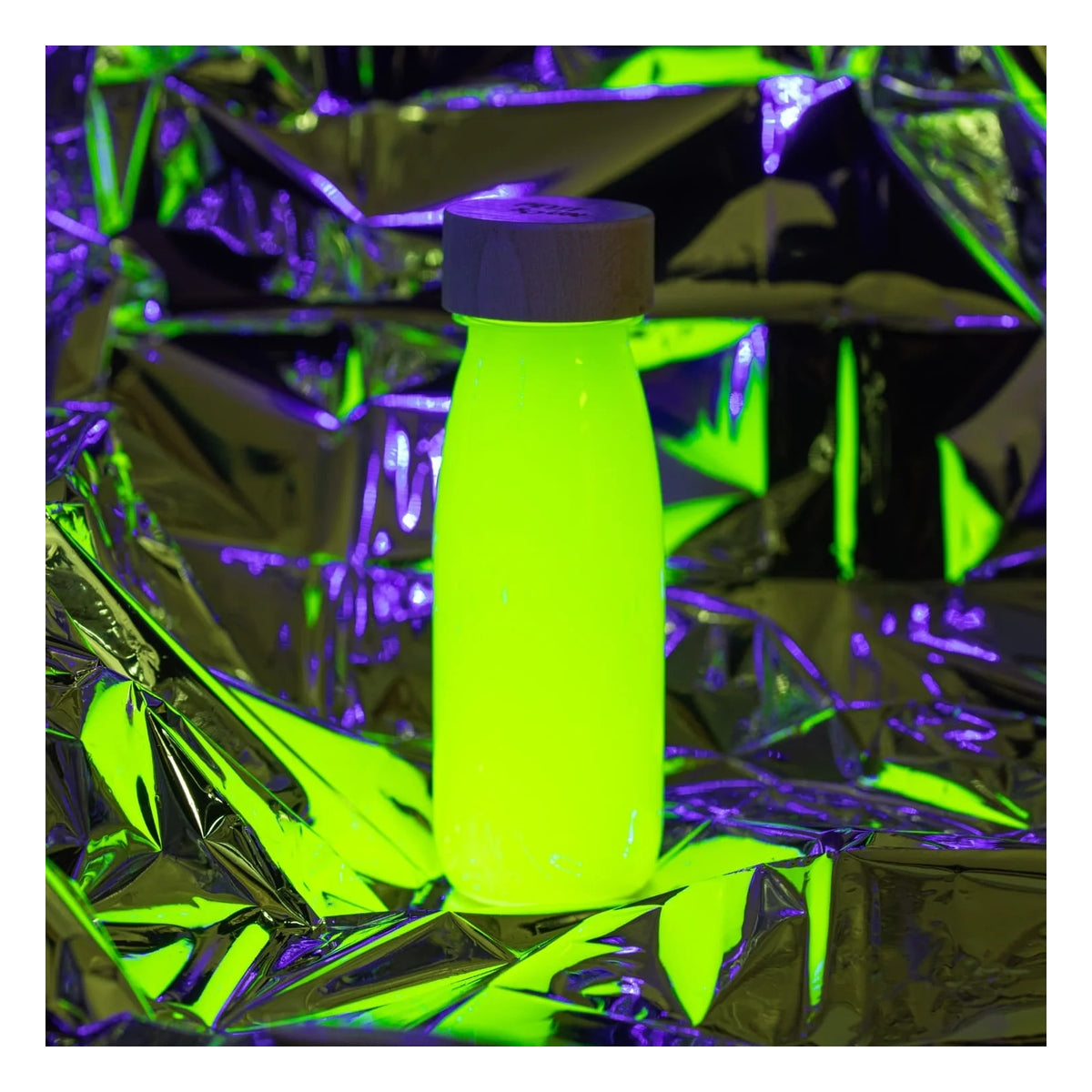 petit boum - bottiglia sensoriale float yellow fluo glow in the dark