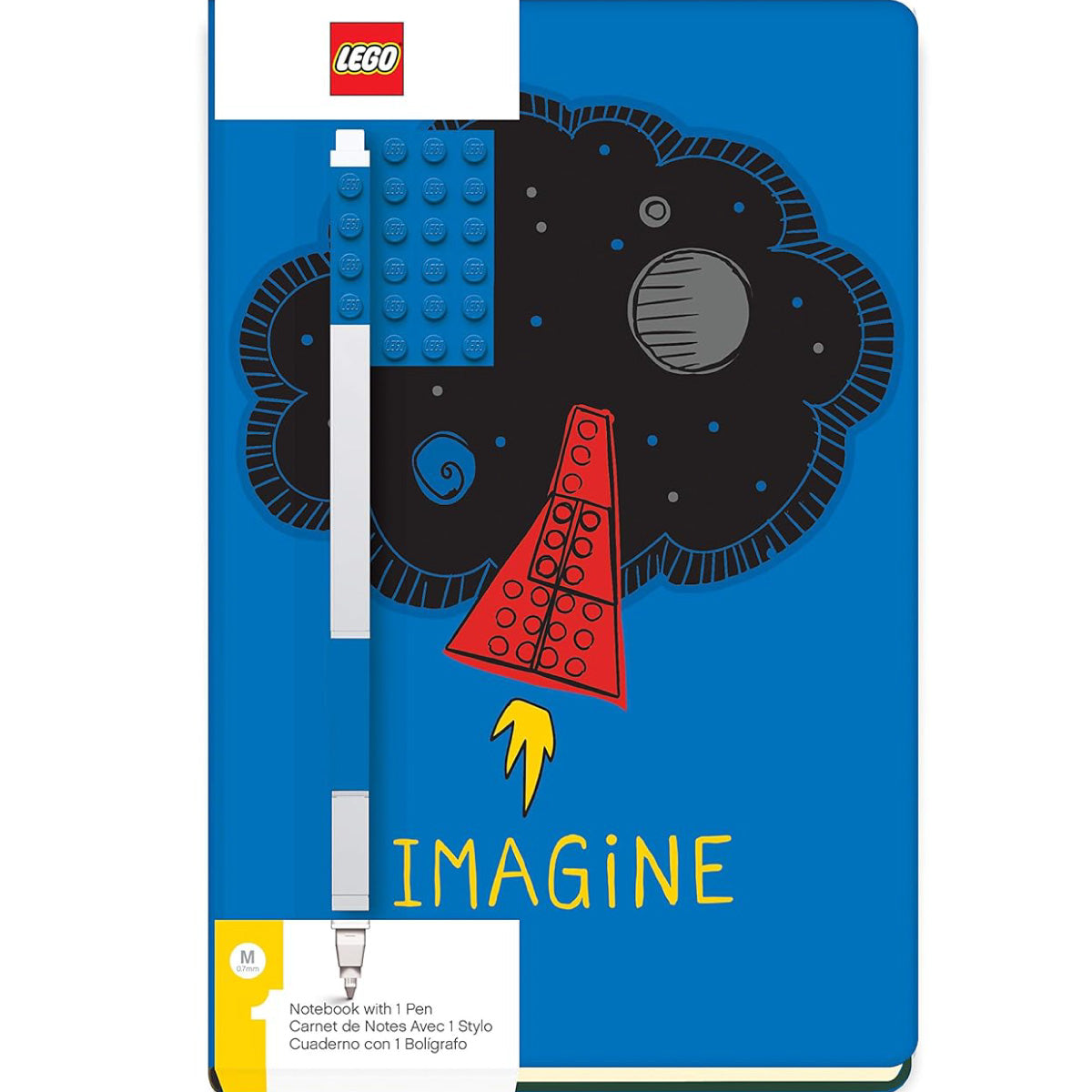 notebook imagine mattoncino blu 4x6 più penna gel blu