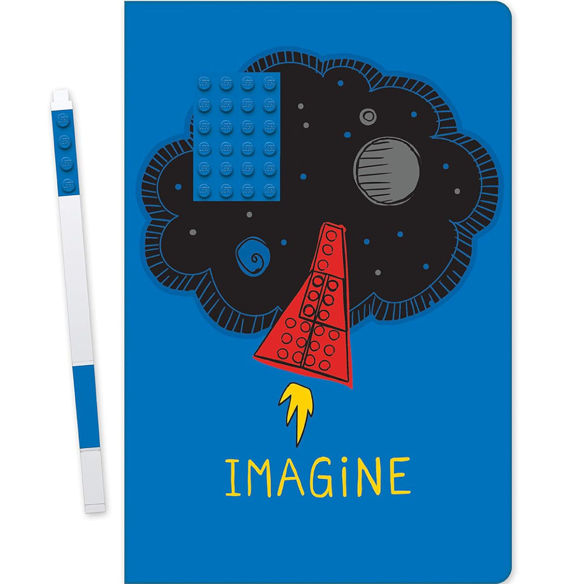 notebook imagine mattoncino blu 4x6 più penna gel blu