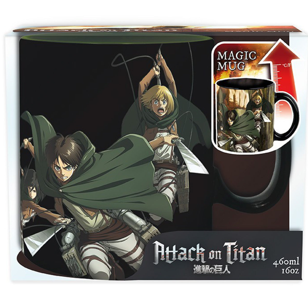 attack on titan - tazza heat change 460ml - titan eren s3
