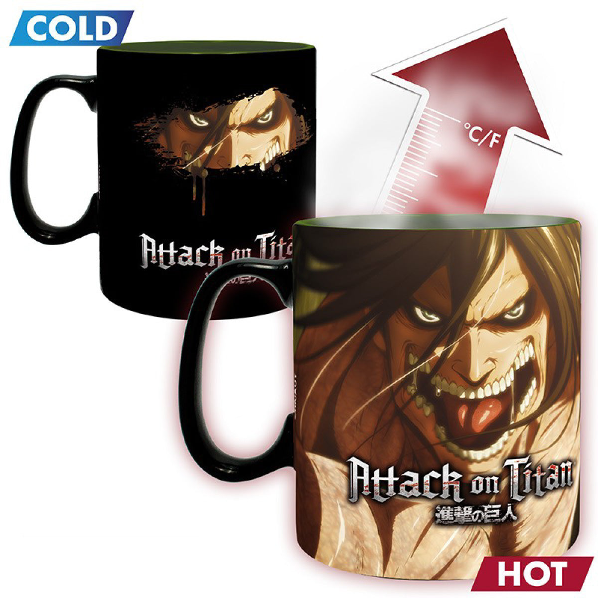 attack on titan - tazza heat change 460ml - titan eren s3