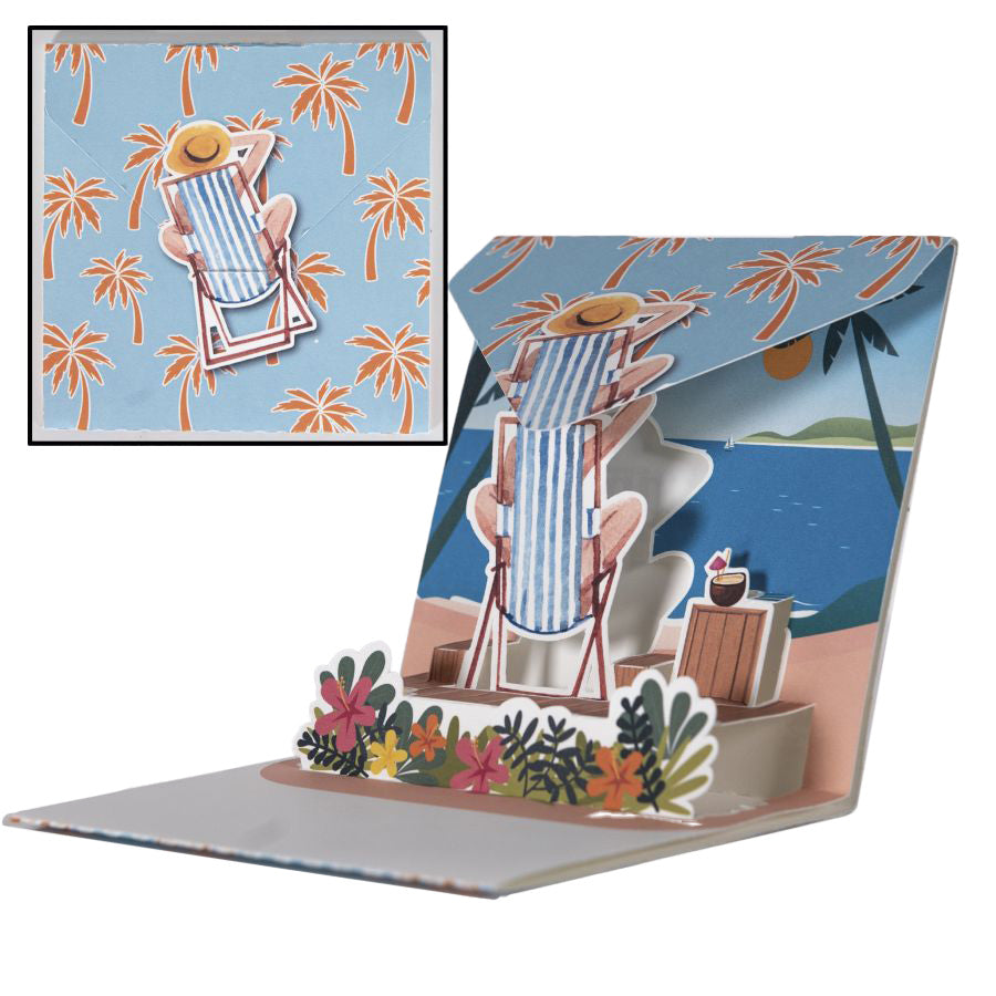 biglietto di auguri - relax in spiaggia - origami