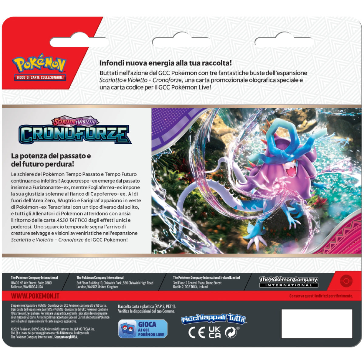 pokemon scarlatto e violetto cronoforze - cyclizar - blister 3 bustine + 1 card (ita)