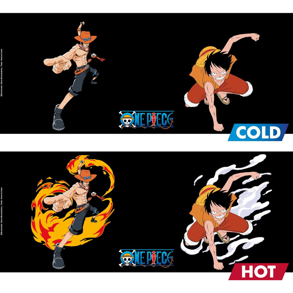 one piece - tazza heat change 460ml - luffy & ace