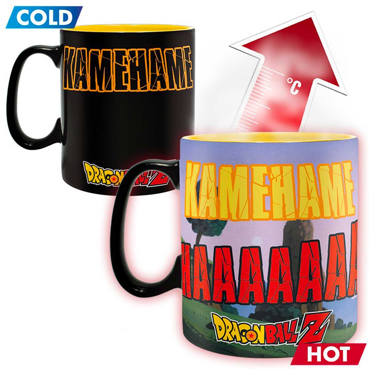 dragon ball z - tazza heat change 460ml - goku & kamehameha