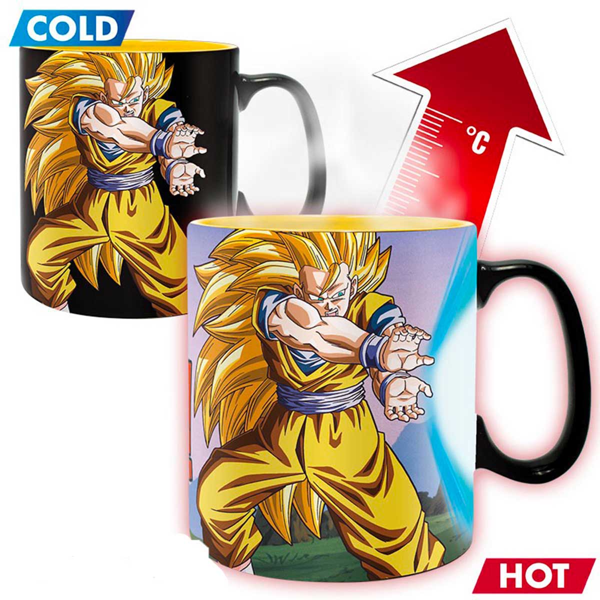 dragon ball z - tazza heat change 460ml - goku & kamehameha