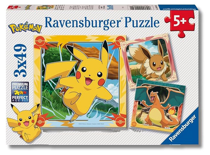 pokémon - puzzle 3x49 pezzi