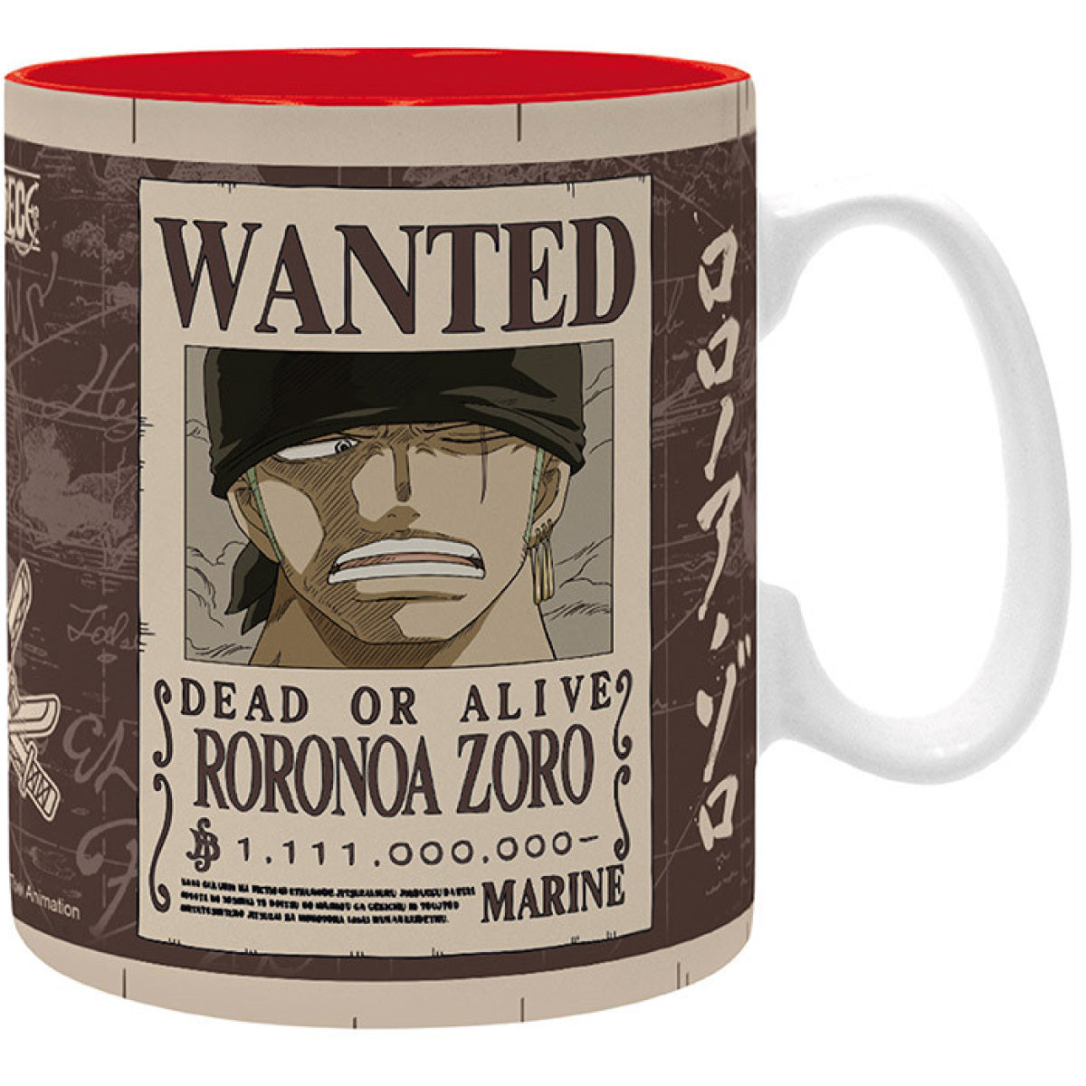 one piece - tazza 460ml - zoro wanted