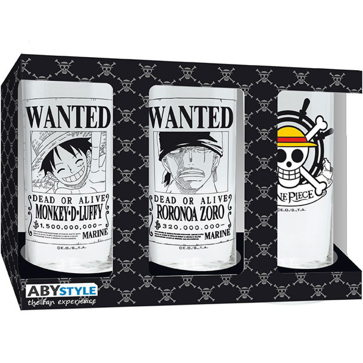 one piece - 3 glass set