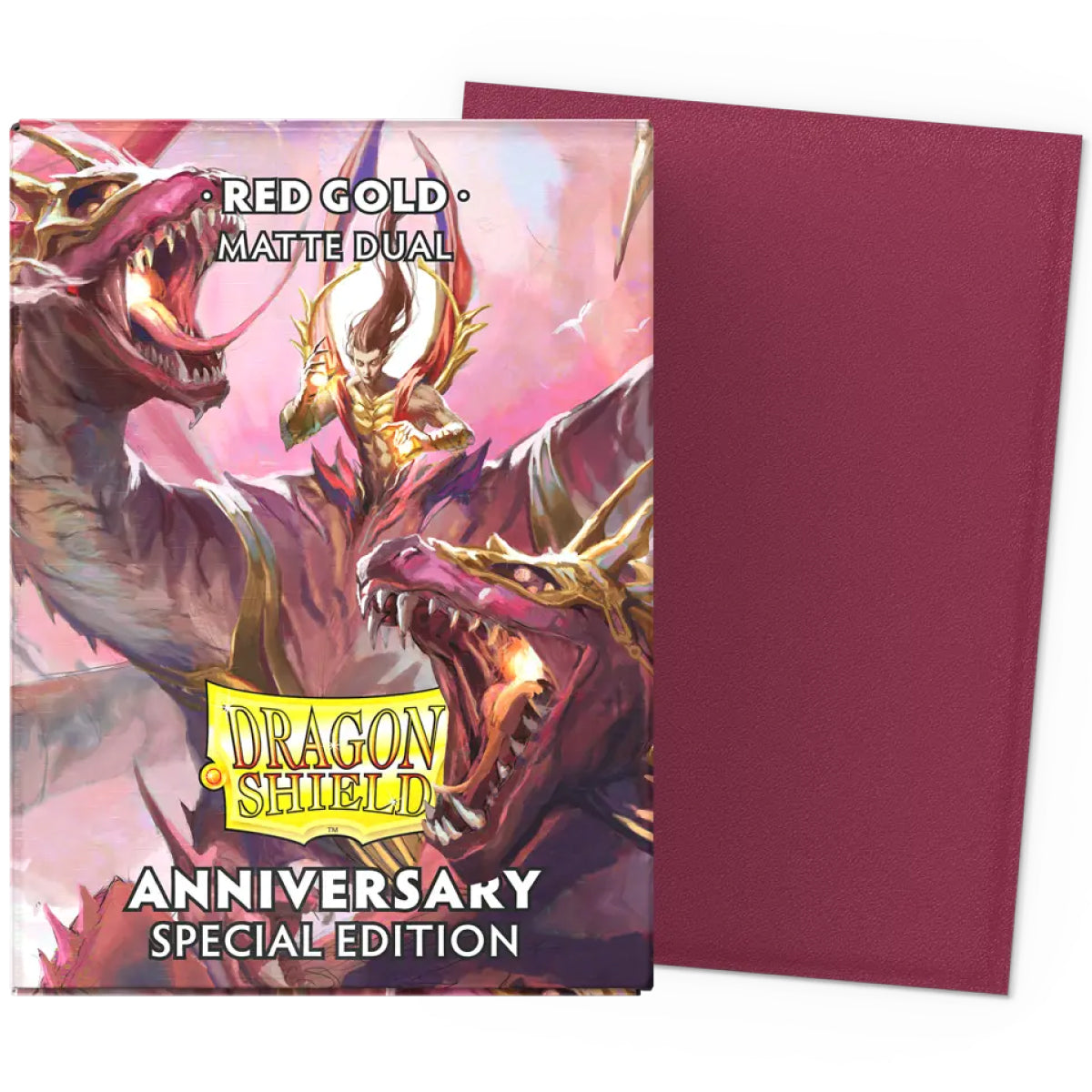 dragon shield standard sleeves - 25th special edition red gold dual matte (100 bustine protettive)