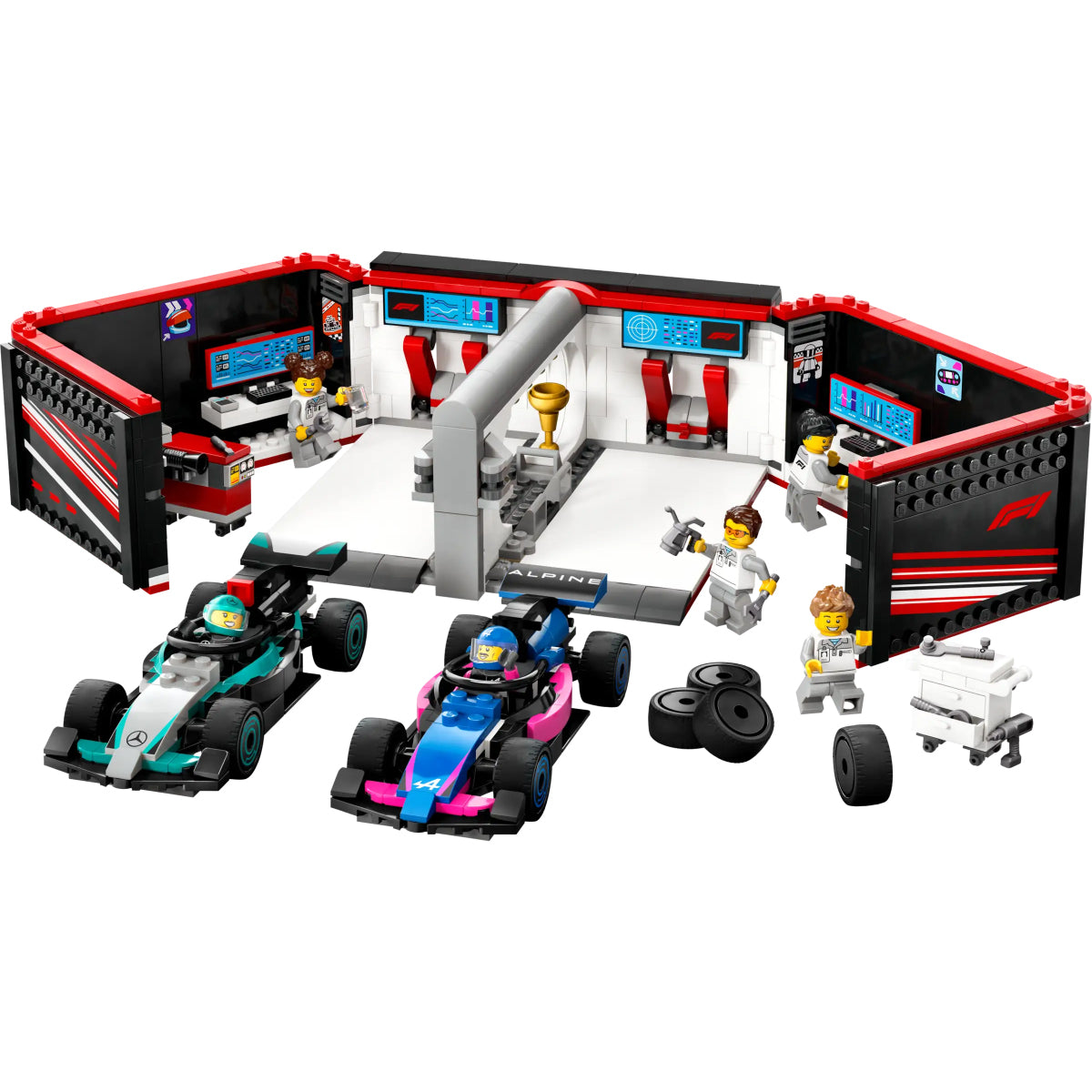 60444 - garage con monoposto mercedes-amg e alpine f1