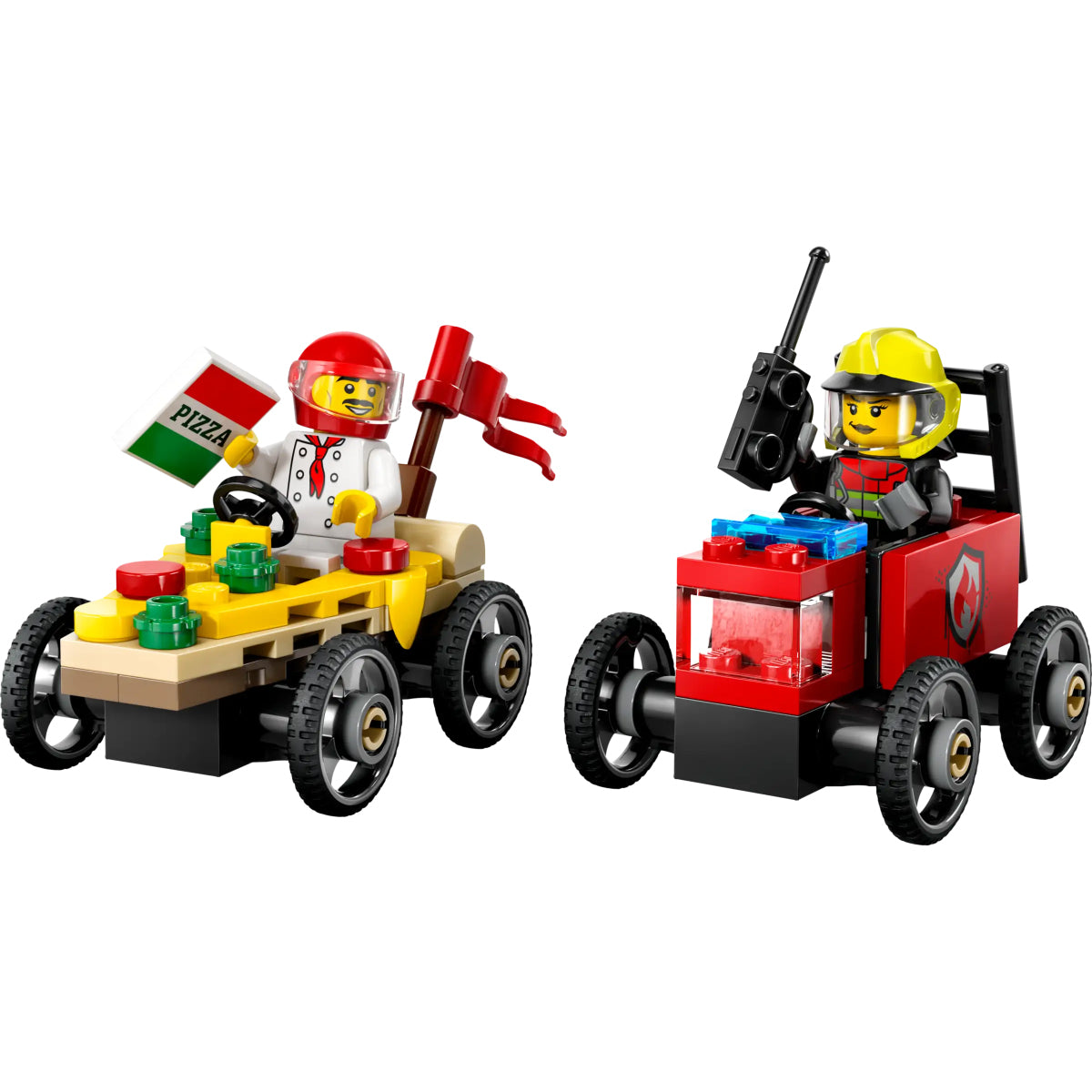 LEGO City 60458 pack veicoli da corsa: pizzaiolo contro pompiere