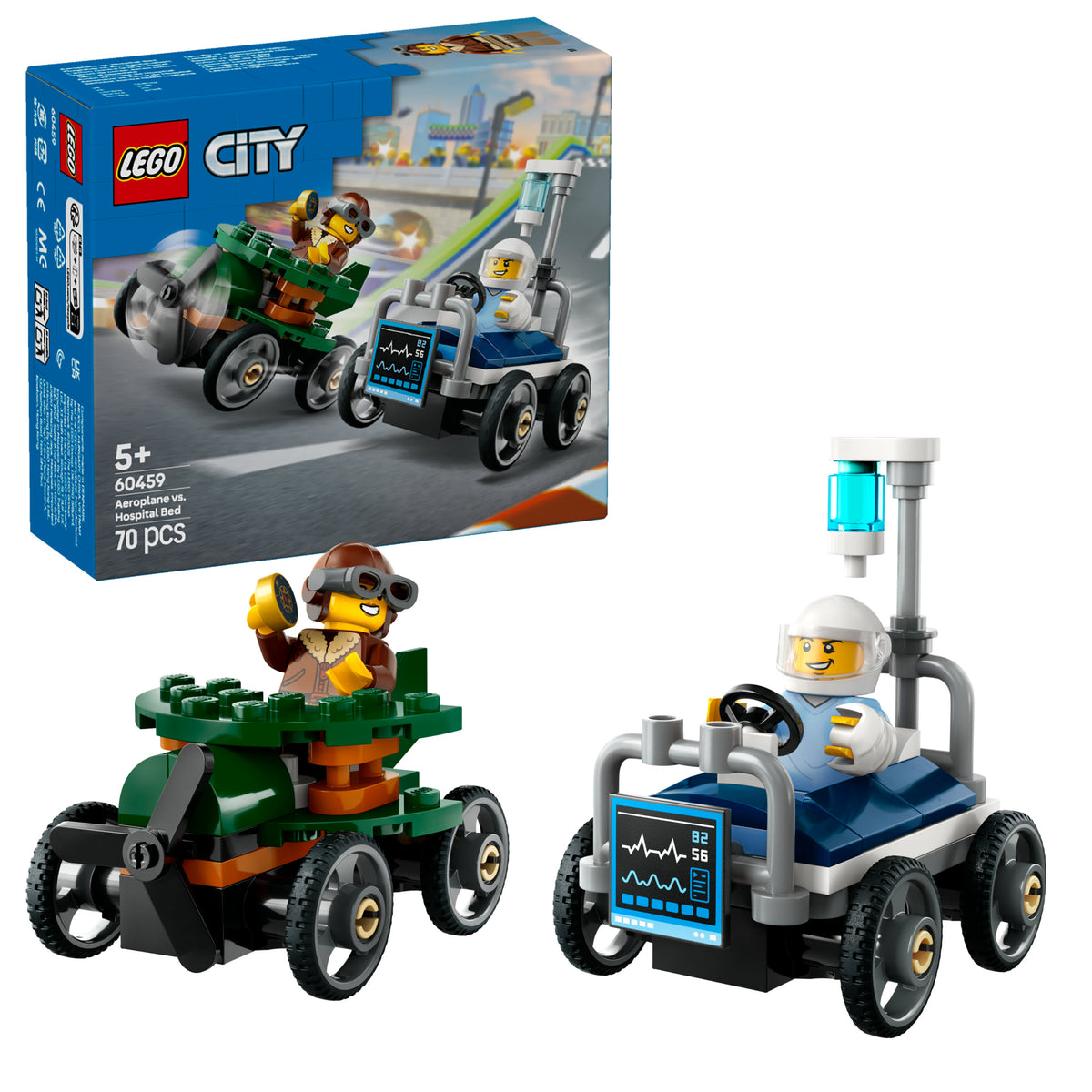LEGO City 60459 pack veicoli da corsa: aereo contro letto d’ospedale