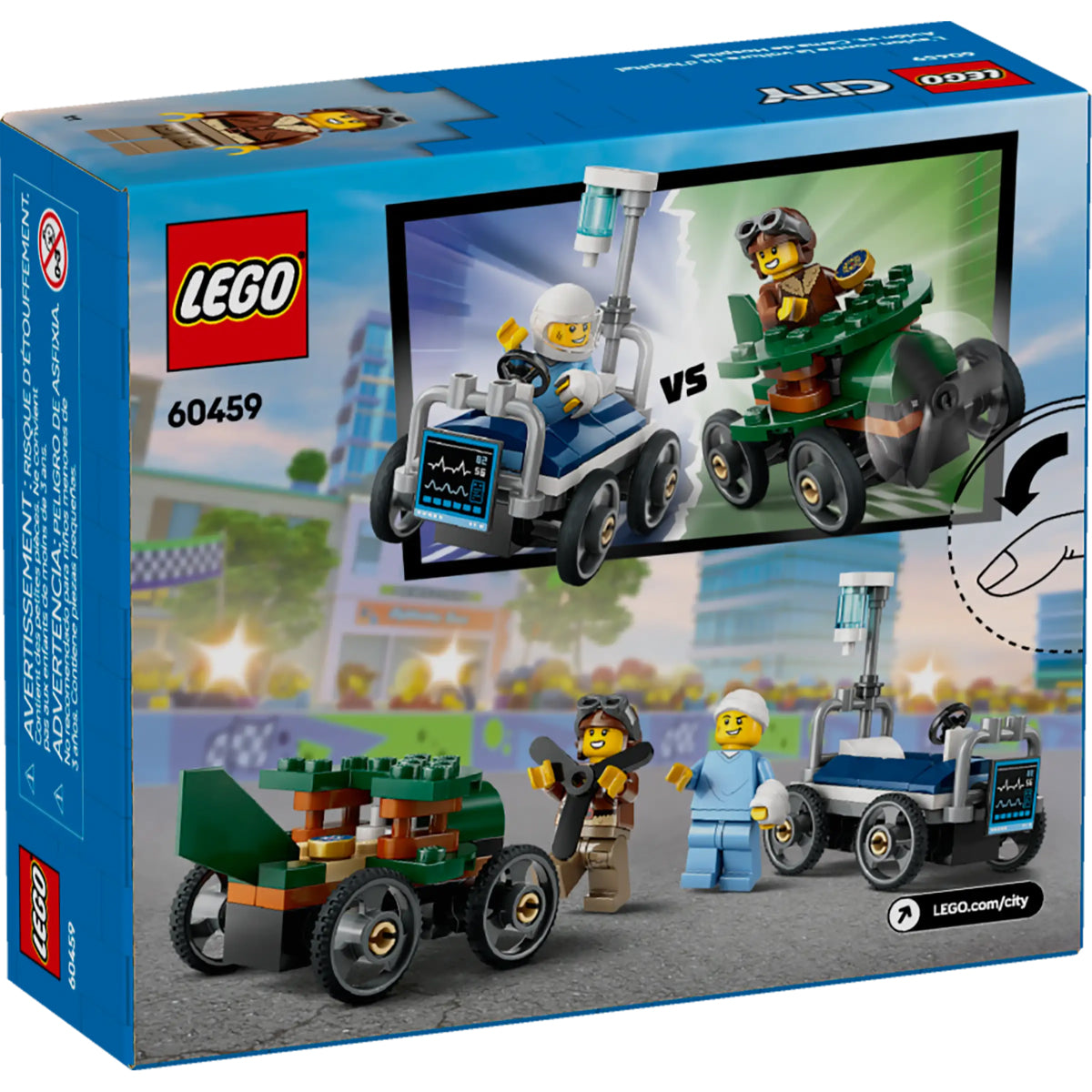 LEGO City 60459 pack veicoli da corsa: aereo contro letto d’ospedale