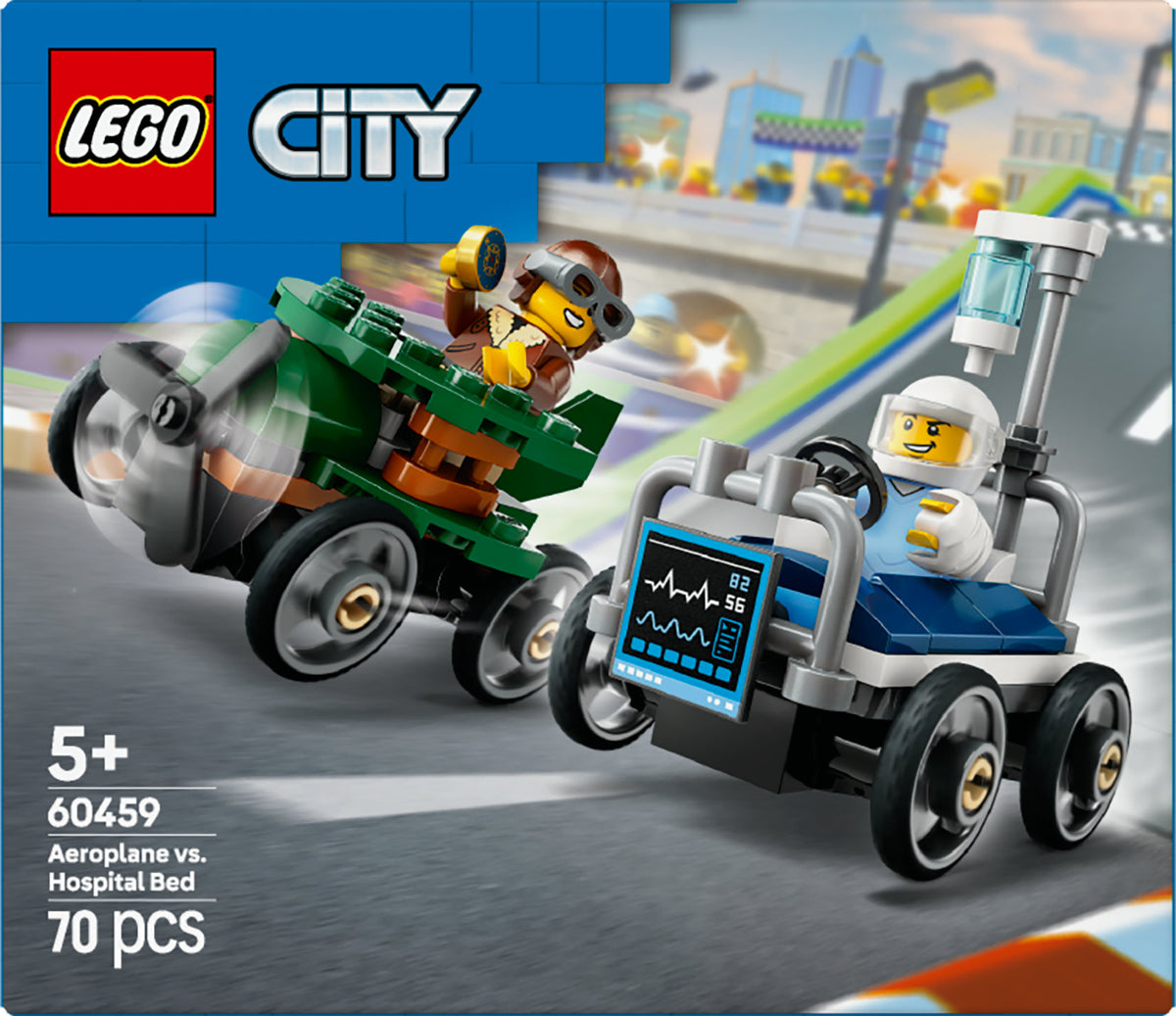 LEGO City 60459 pack veicoli da corsa: aereo contro letto d’ospedale