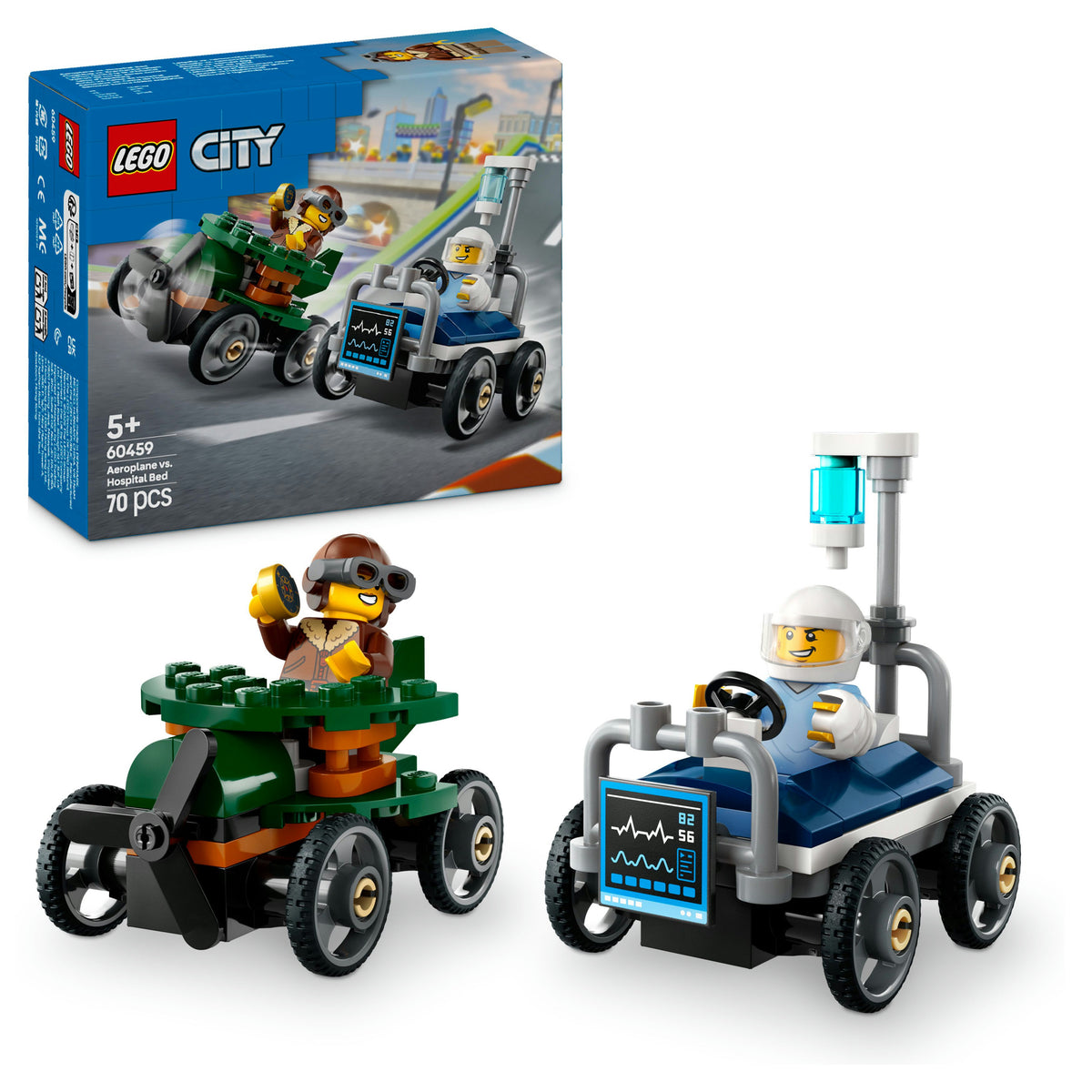 LEGO City 60459 pack veicoli da corsa: aereo contro letto d’ospedale