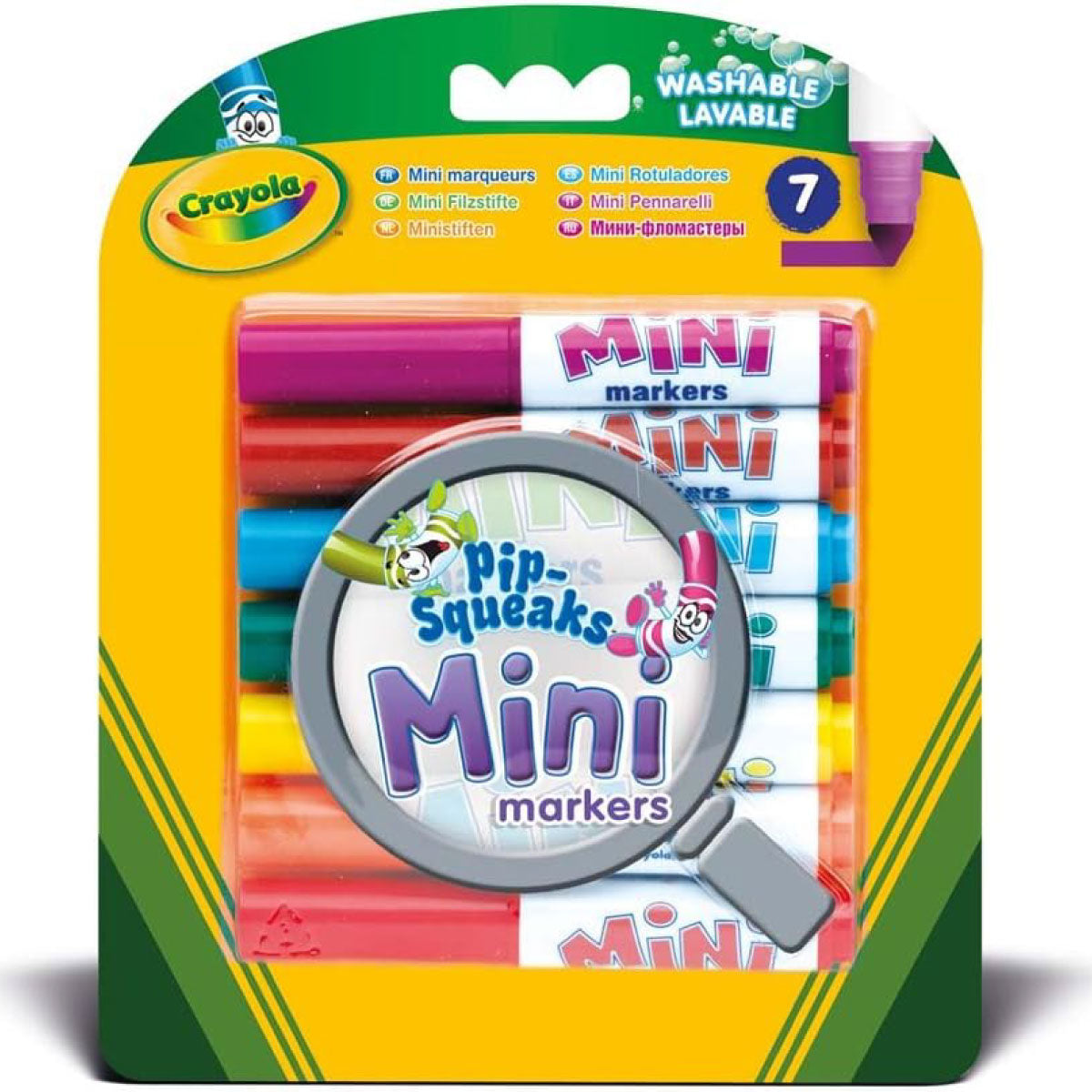 7 mini pennarelli lavabili a punta grossa