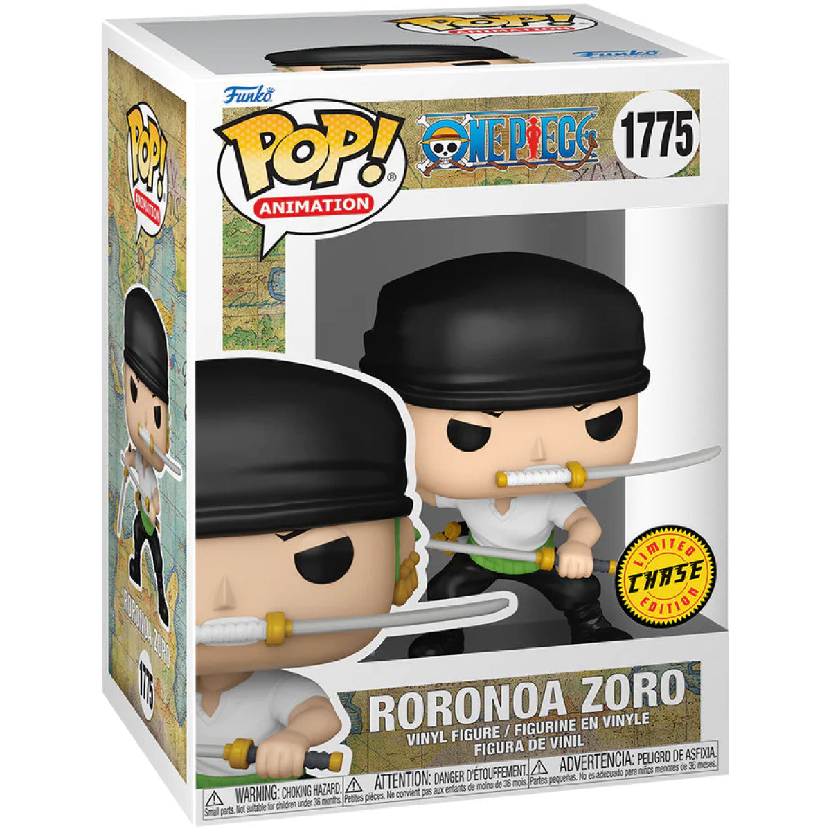 one piece - roronoa zoro (three sword style) 9cm - funko pop! 1775 chase
