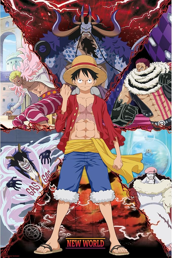 one piece - poster maxi 91,5x61cm - luffy vs new world